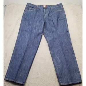 Chaps Jeans Mens 42x30 Blue Denim Straight Fit‎ Medium Wash Flat Front Stretch